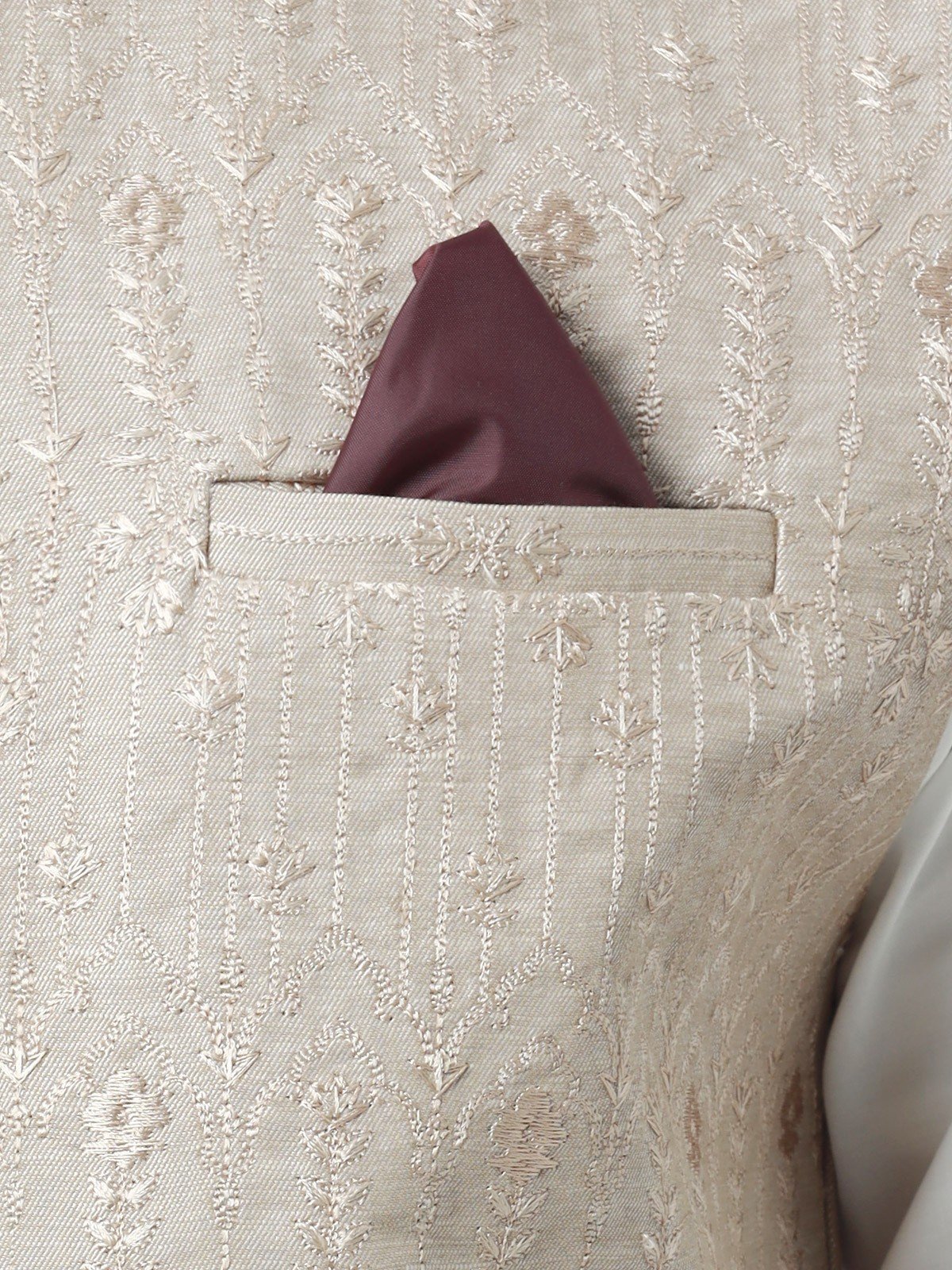 Edenrobe - Men's Beige Waist Coat Ceremonial - EMTWCC22-133