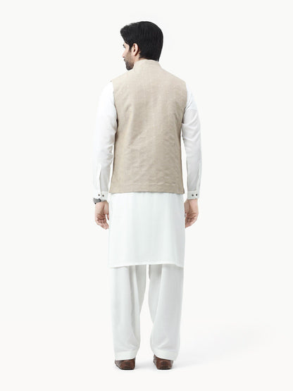 Edenrobe - Men's Beige Waist Coat Ceremonial - EMTWCC22-133