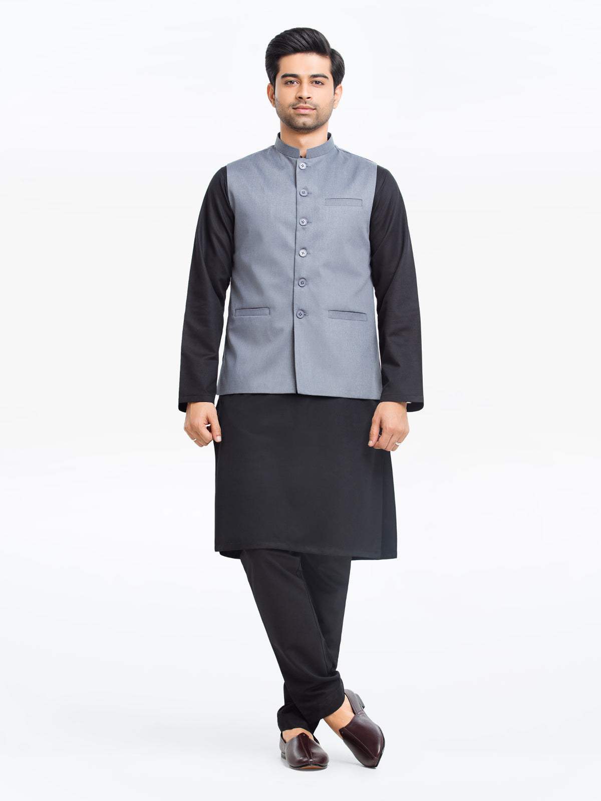 Edenrobe - Men's Slate Grey Waist Coat - EMTWCP24-35902