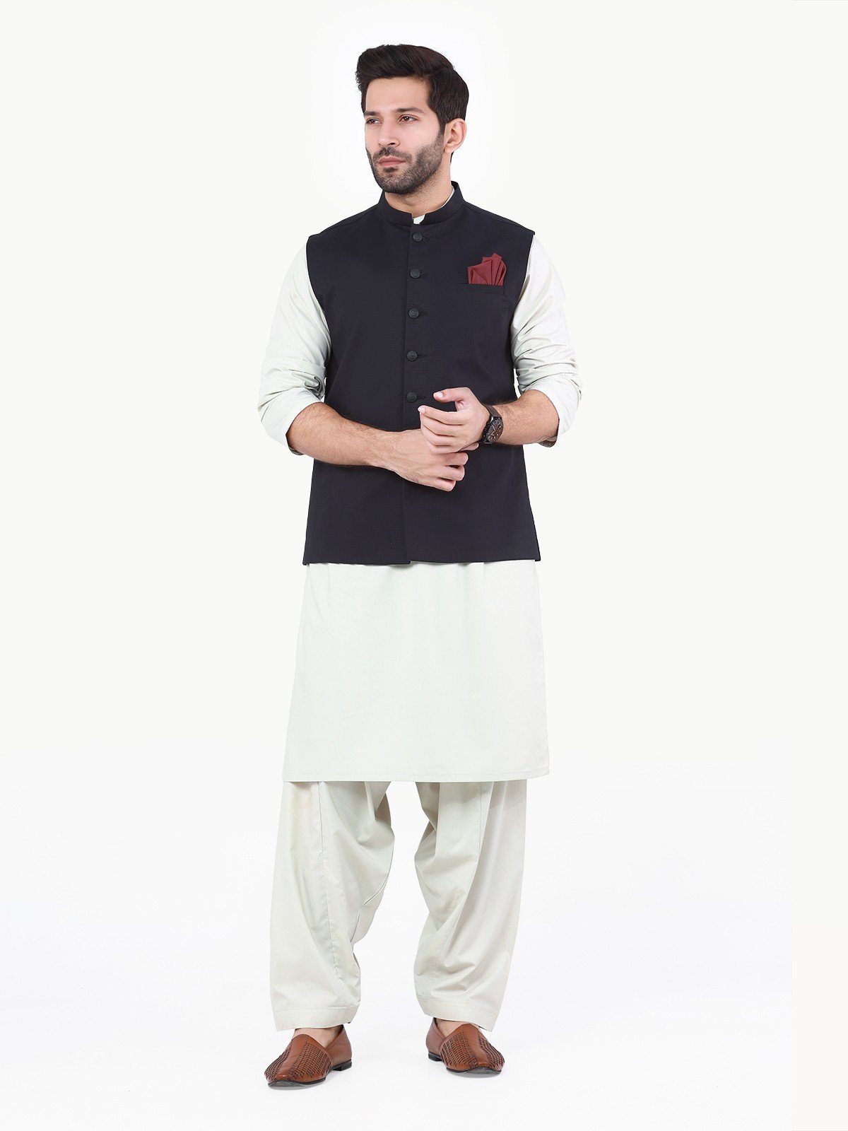 Edenrobe - Men's Black Waist Coat - EMTWC22-35814