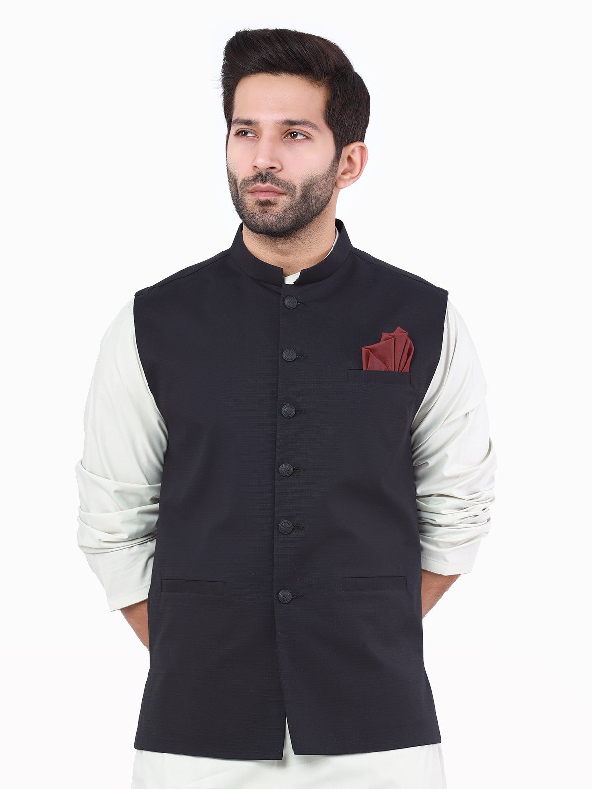 Edenrobe - Men's Black Waist Coat - EMTWC22-35814