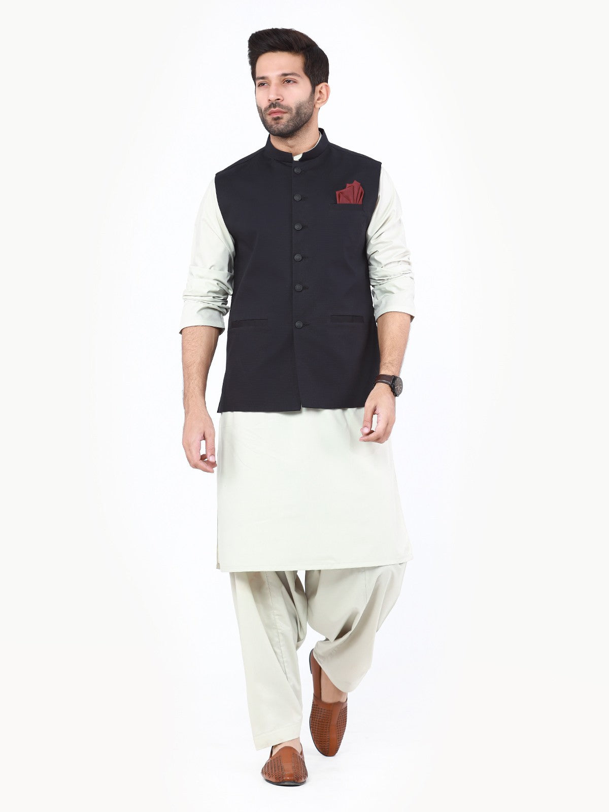 Edenrobe - Men's Black Waist Coat - EMTWC22-35814