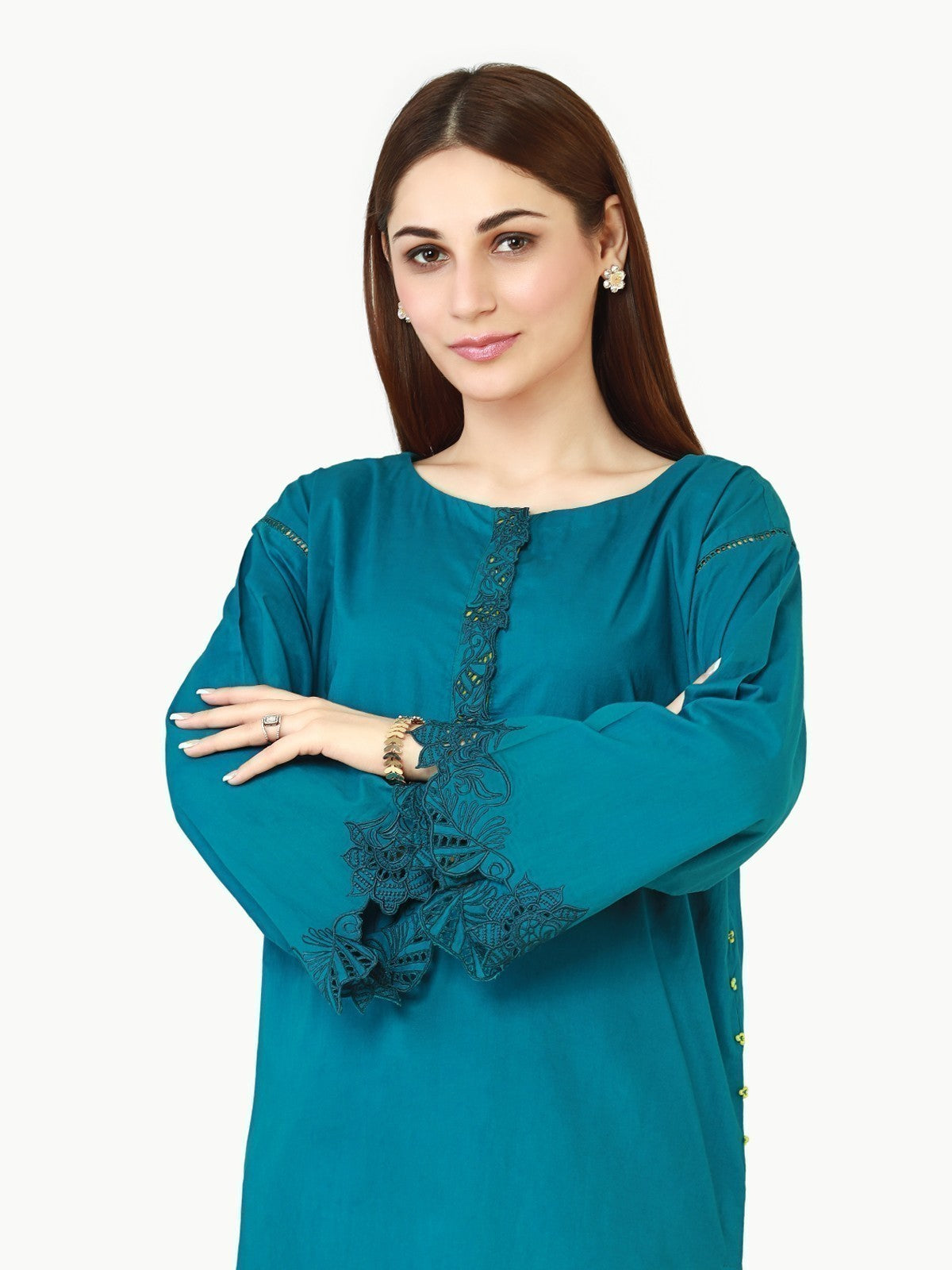 Edenrobe - Pret 1Pc Embroidered Cambric Shirt - EWTKE22-68130