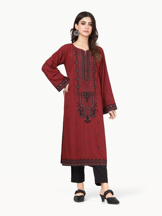 Edenrobe - Pret 1Pc Embroidered Viscose Shirt - EWTKE22-68430