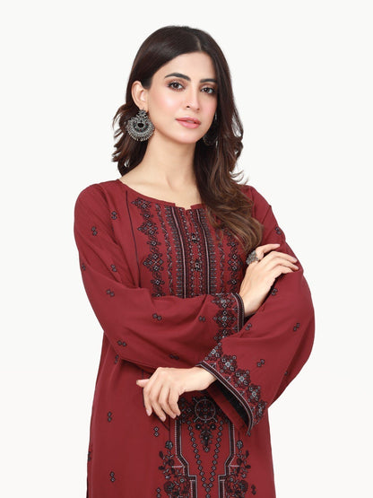 Edenrobe - Pret 1Pc Embroidered Viscose Shirt - EWTKE22-68430