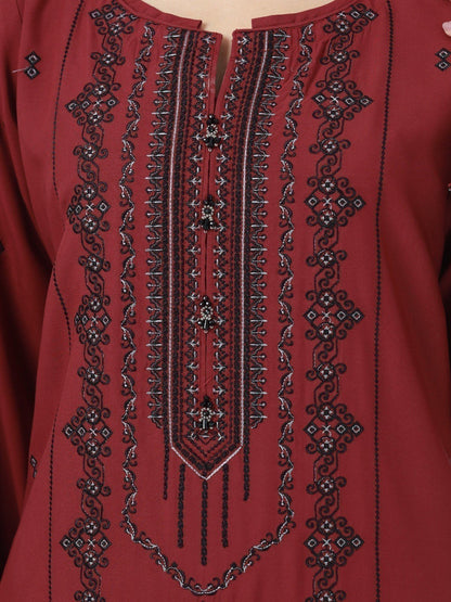 Edenrobe - Pret 1Pc Embroidered Viscose Shirt - EWTKE22-68430
