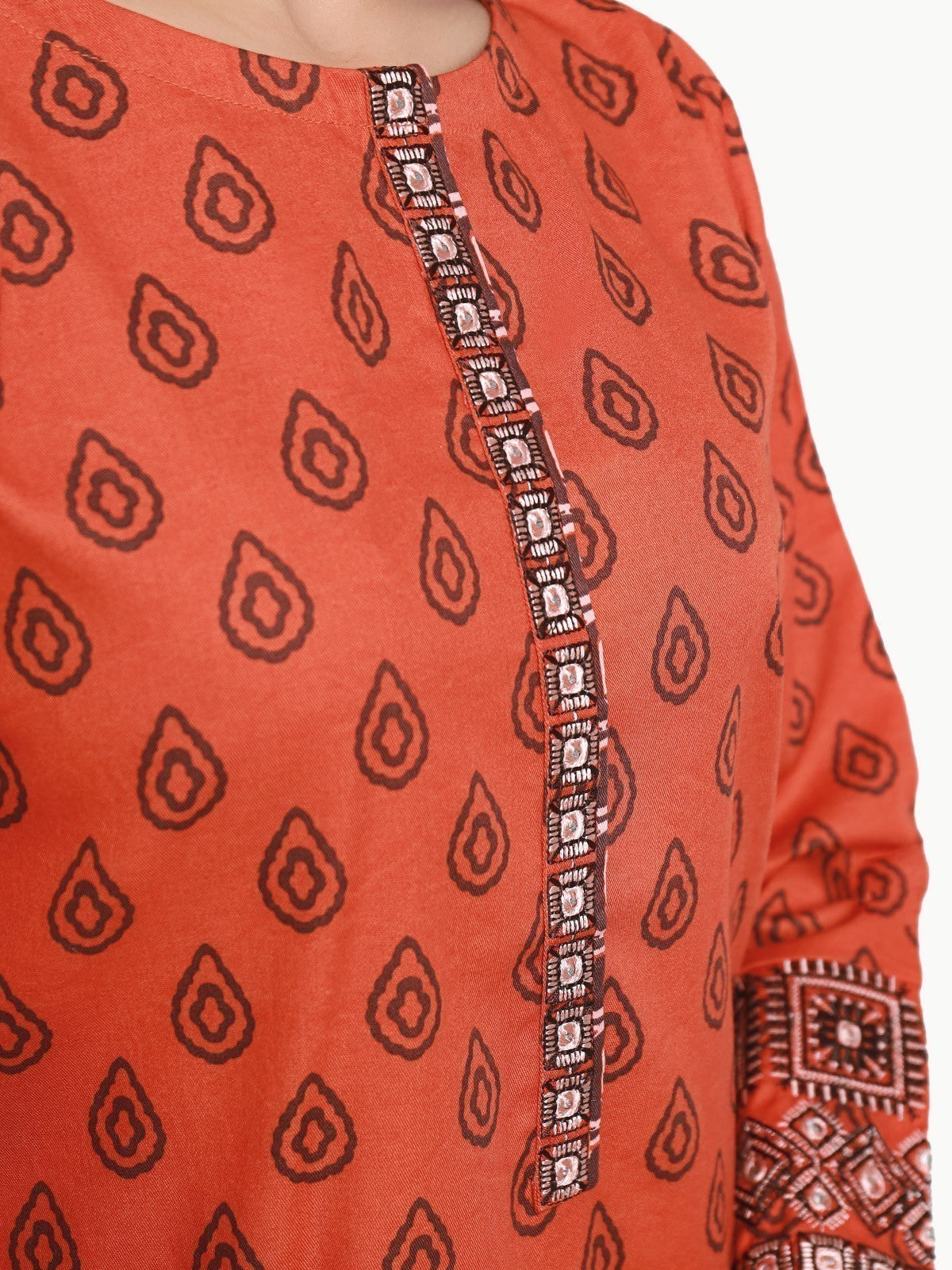 Edenrobe - Pret 3Pc Embroidered Khaddar Suit - EWTKE22-68646