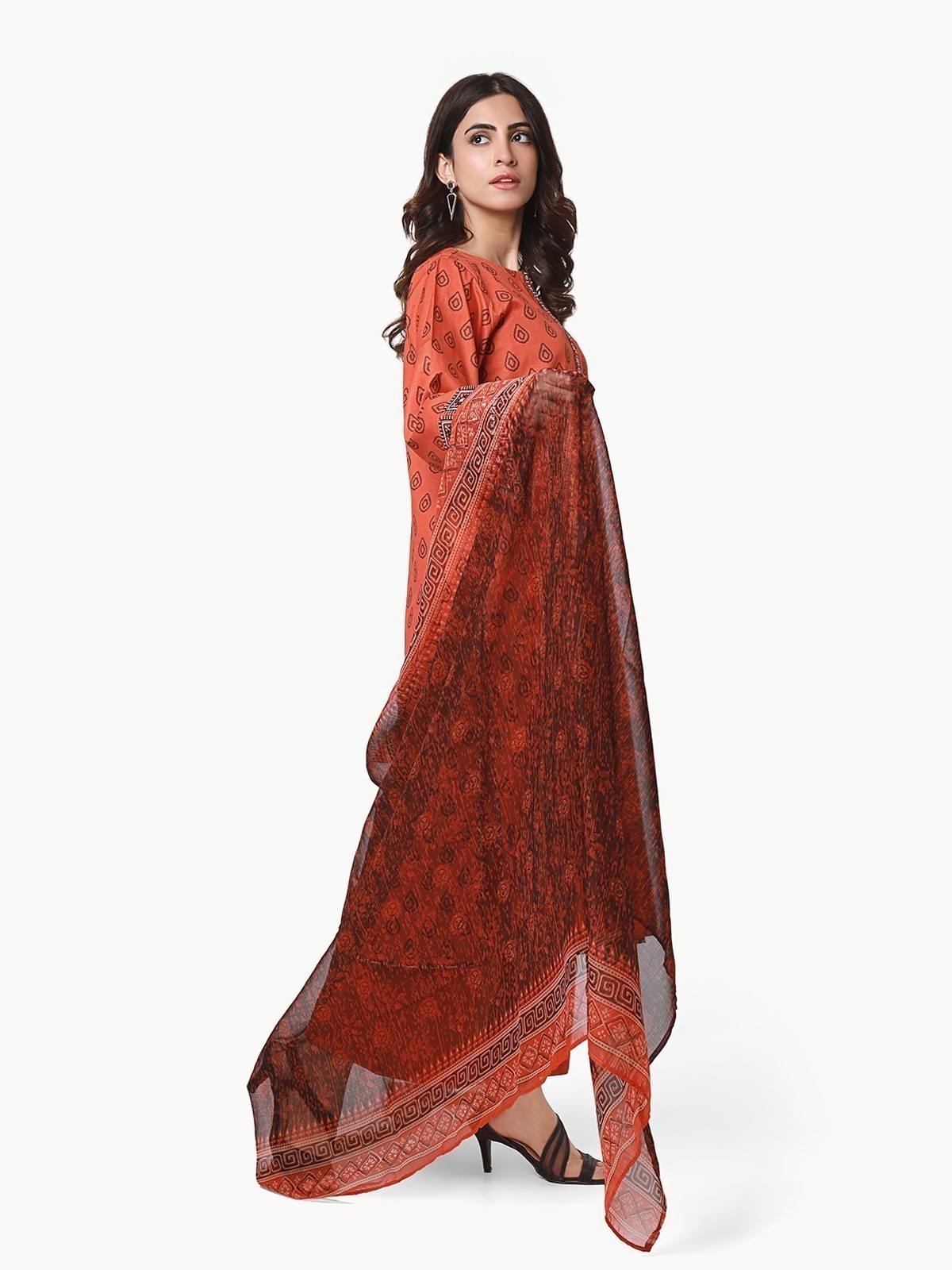 Edenrobe - Pret 3Pc Embroidered Khaddar Suit - EWTKE22-68646