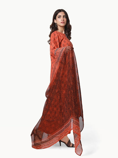 Edenrobe - Pret 3Pc Embroidered Khaddar Suit - EWTKE22-68646
