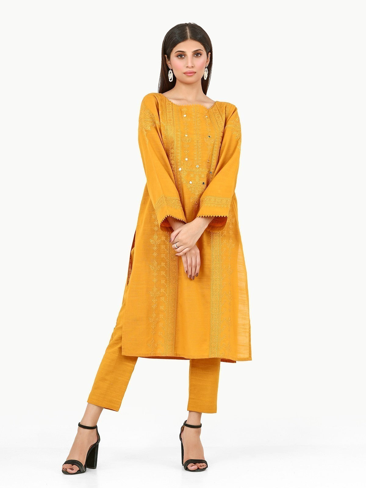 Edenrobe - Pret 2Pc Embroidered Cotton Twill Shirt Trouser - EWTKE22-68715