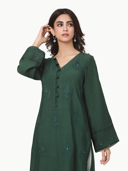 Edenrobe - Pret 1Pc Embroidered Twill Viscose Shirt - EWTKE22-69229