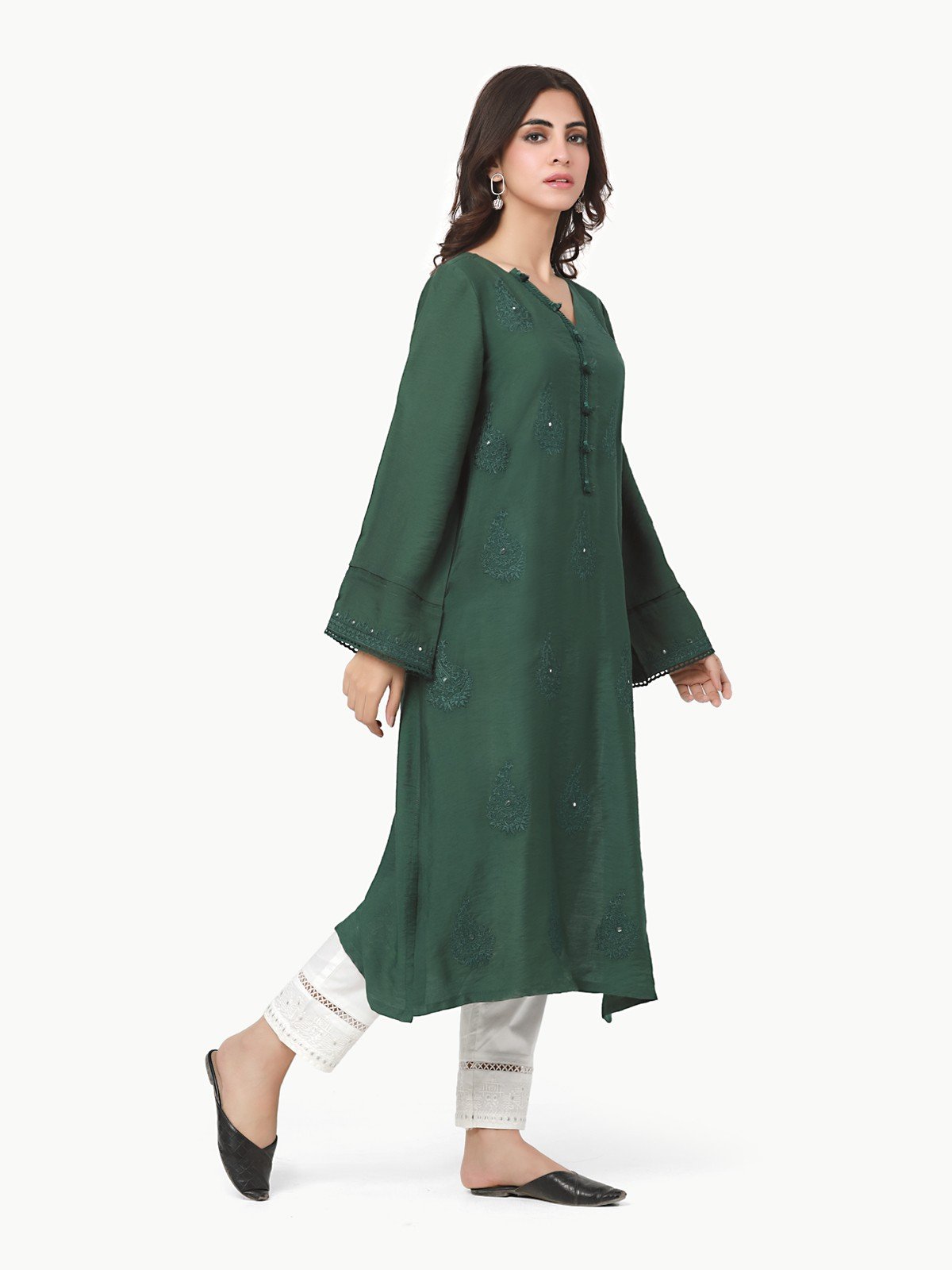 Edenrobe - Pret 1Pc Embroidered Twill Viscose Shirt - EWTKE22-69229