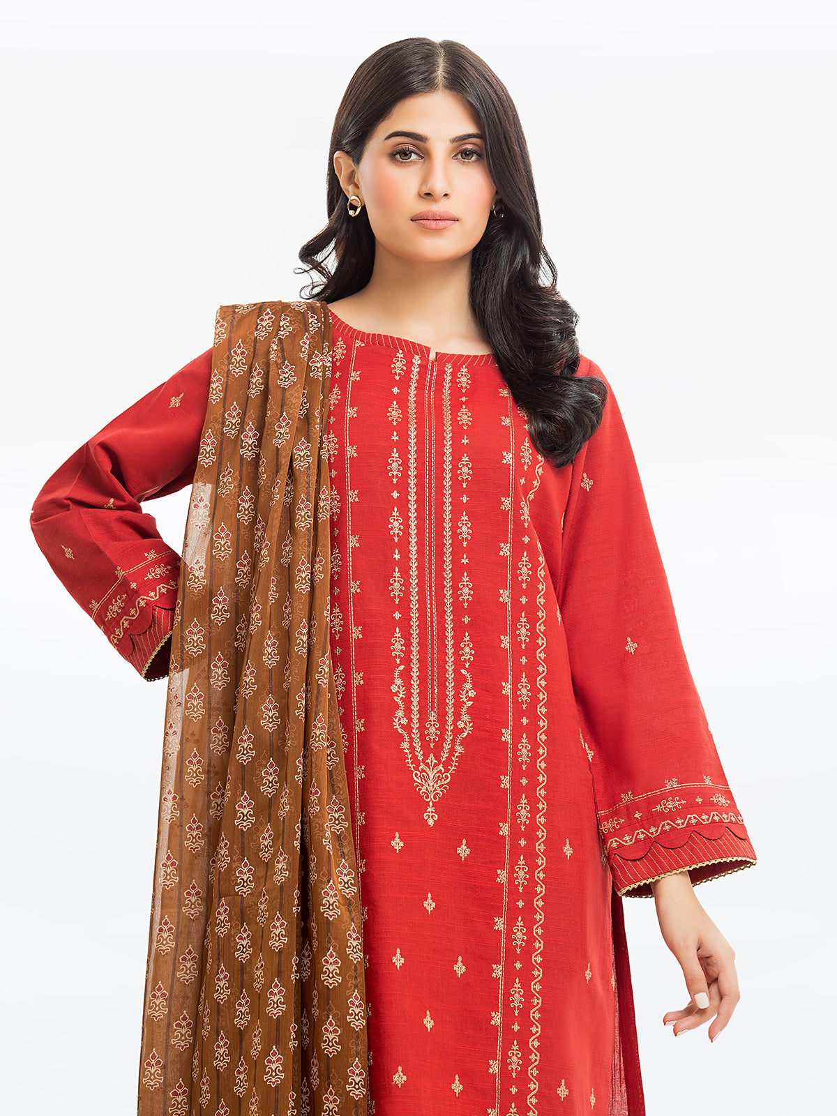 Edenrobe - Pret 3Pc Embroidered Khaddar - EWTKE23-68708-3P