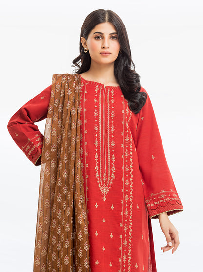 Edenrobe - Pret 3Pc Embroidered Khaddar - EWTKE23-68708-3P