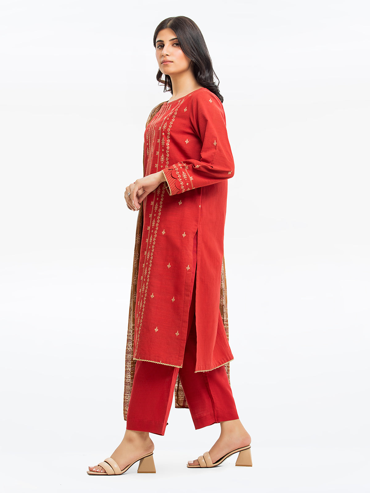 Edenrobe - Pret 3Pc Embroidered Khaddar - EWTKE23-68708-3P