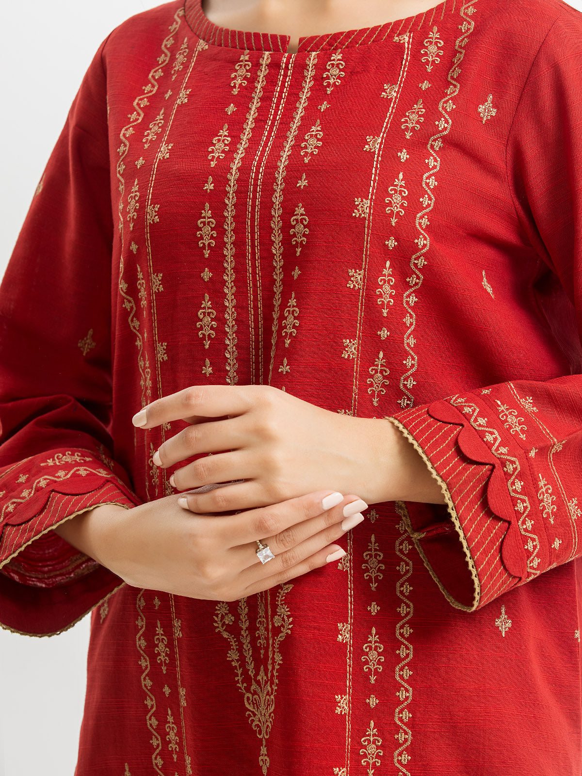 Edenrobe - Pret 3Pc Embroidered Khaddar - EWTKE23-68708-3P