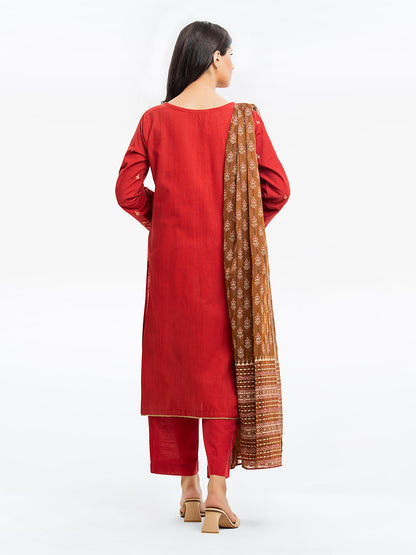 Edenrobe - Pret 3Pc Embroidered Khaddar - EWTKE23-68708-3P