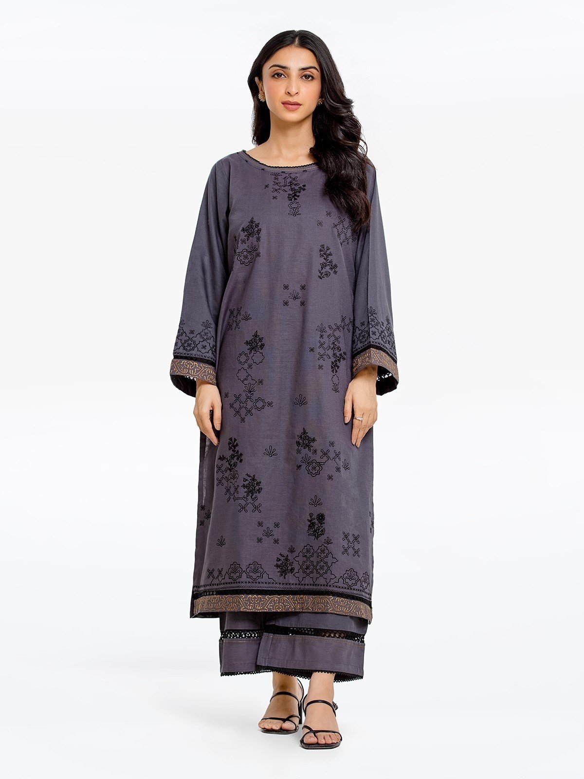 Edenrobe - Pret 2Pc Embroidered Khaddar Shirt Trouser - EWTKE23-68728ST