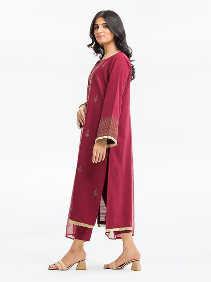 Edenrobe - Pret 3Pc Embroidered Raw Silk Suit - EWTKE23-68765-3P