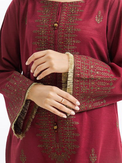 Edenrobe - Pret 3Pc Embroidered Raw Silk Suit - EWTKE23-68765-3P