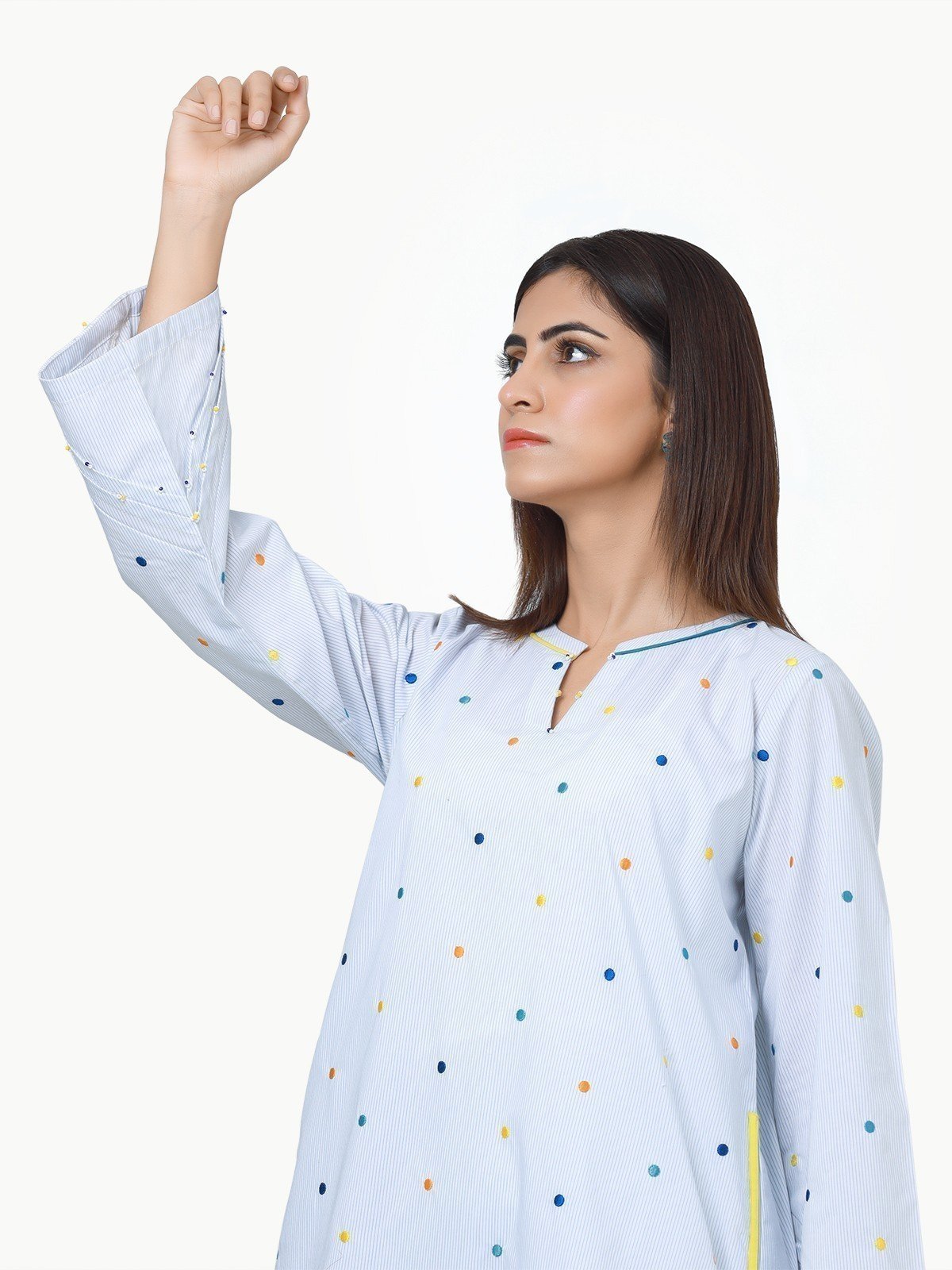 Edenrobe - Pret 2Pc Embroidered Polyester Shirt Trouser - EWTKE23-69248ST