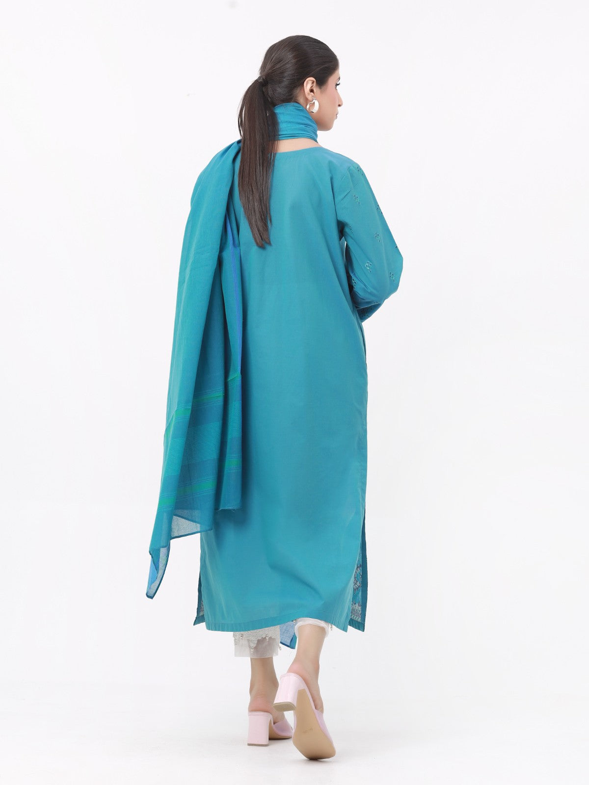 Edenrobe - Pret 2Pc Embroidered Cotton Shirt Dupatta - EWTKE23-69318SD