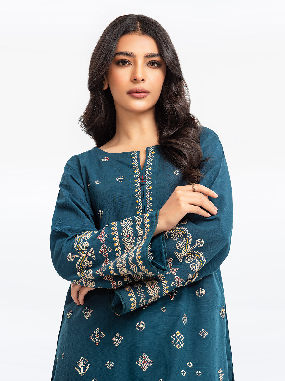 Edenrobe - Pret 2Pc Embroidered Khaddar Shirt Trouser - EWTKE23-69410ST
