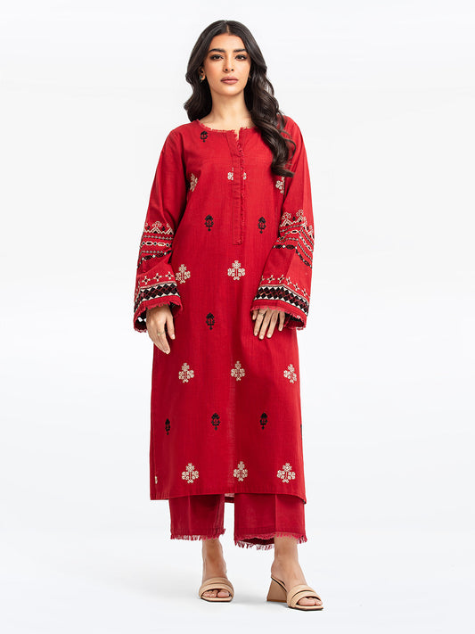 Edenrobe - Pret 2Pc Embroidered Khaddar Shirt Trouser - EWTKE23-69411ST