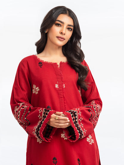 Edenrobe - Pret 2Pc Embroidered Khaddar Shirt Trouser - EWTKE23-69411ST