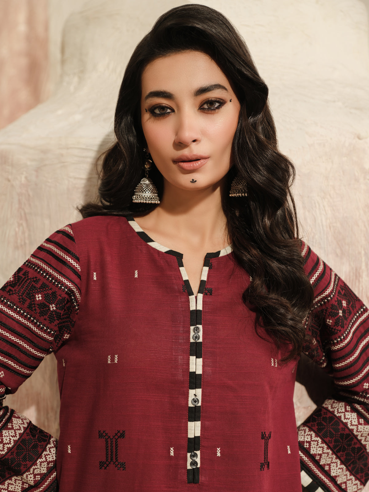 Edenrobe - Pret 2Pc Embroidered Khaddar Shirt Trouser - EWTKE23-69415ST