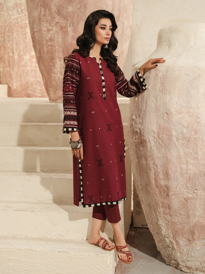 Edenrobe - Pret 2Pc Embroidered Khaddar Shirt Trouser - EWTKE23-69415ST