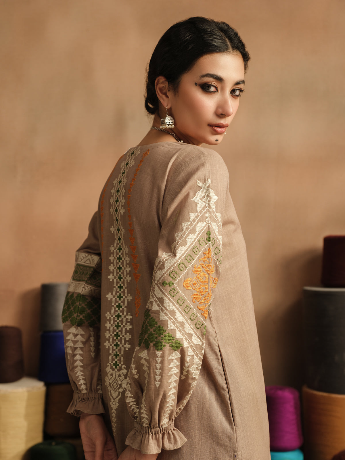 Edenrobe - Pret 2Pc Embroidered Khaddar Shirt Trouser - EWTKE23-69416ST
