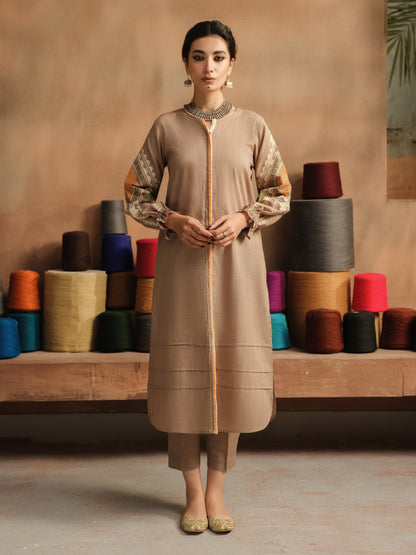 Edenrobe - Pret 2Pc Embroidered Khaddar Shirt Trouser - EWTKE23-69416ST