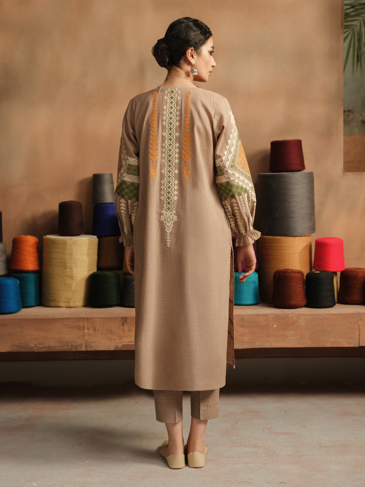 Edenrobe - Pret 2Pc Embroidered Khaddar Shirt Trouser - EWTKE23-69416ST