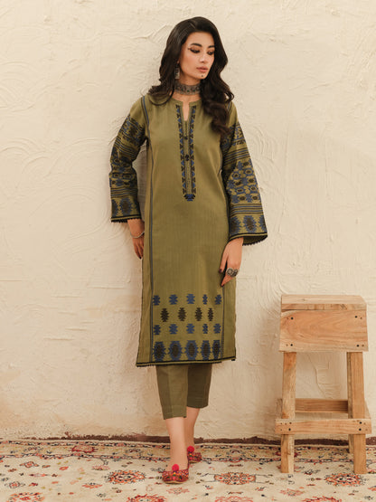Edenrobe - Pret 2Pc Embroidered Khaddar Shirt Trouser - EWTKE23-69417ST