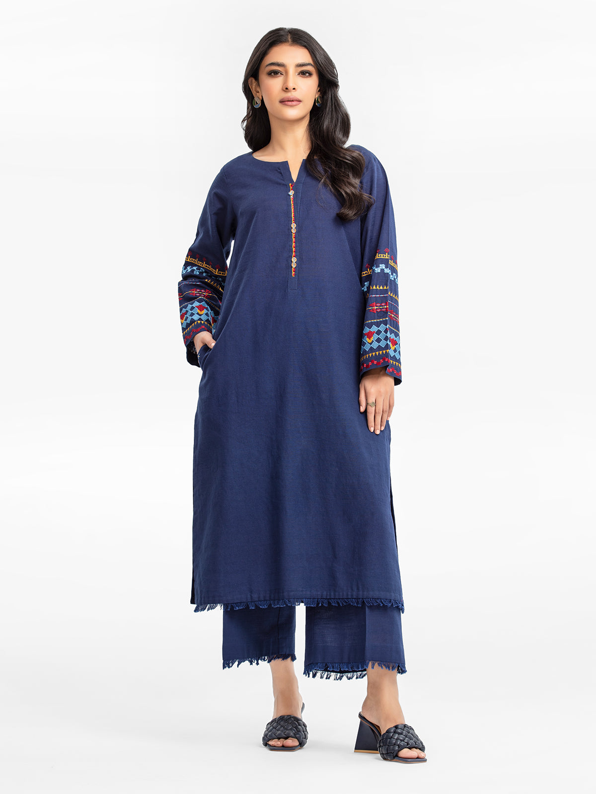 Edenrobe - Pret 2Pc Embroidered Khaddar Shirt Trouser - EWTKE23-69420ST