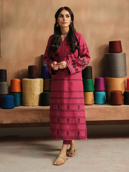 Edenrobe - Pret 2Pc Embroidered Khaddar Shirt Trouser - EWTKE23-69499ST