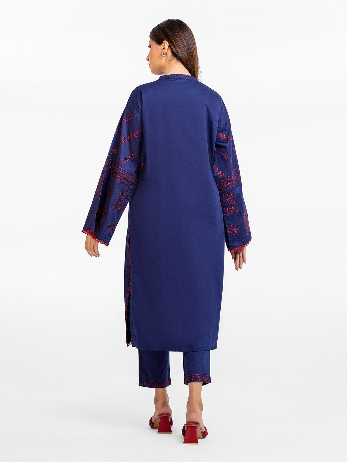 Edenrobe - Pret 2Pc Embroidered Cotton Satin Shirt Trouser - EWTKE23-69518ST