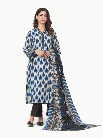 Edenrobe - Pret 2Pc Printed Khaddar Shirt Dupatta - EWTKP22-68596