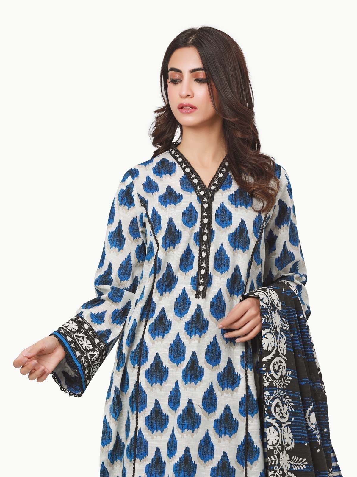 Edenrobe - Pret 2Pc Printed Khaddar Shirt Dupatta - EWTKP22-68596