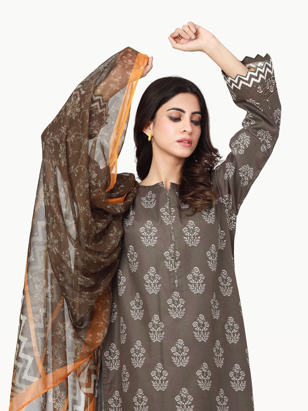 Edenrobe - Pret 2Pc Printed Khaddar Shirt Dupatta - EWTKP22-68597SD