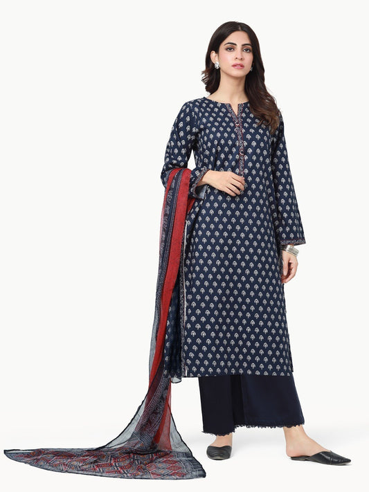 Edenrobe - Pret 3Pc Printed Khaddar Suit - EWTKP22-68635 (3 PCS)