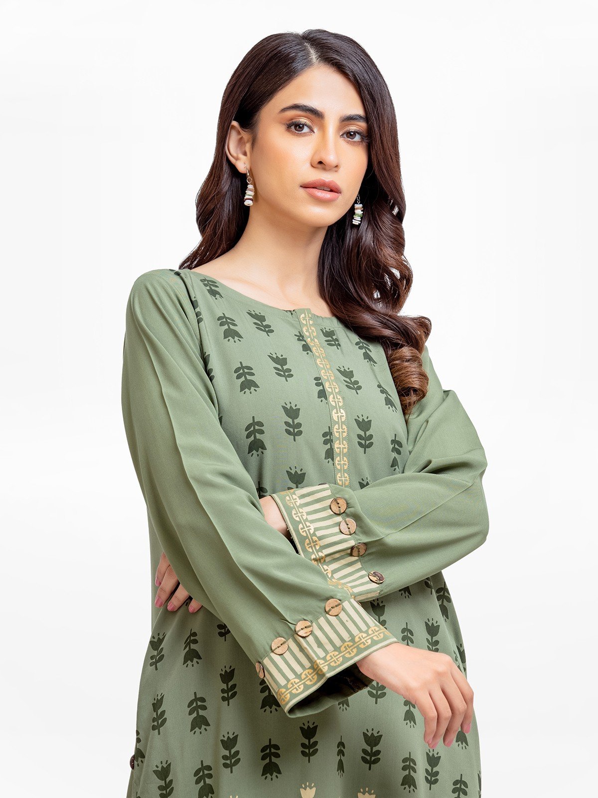 Edenrobe - Pret 2Pc Printed Viscose Shirt Trouser - EWTKP22-69194ST