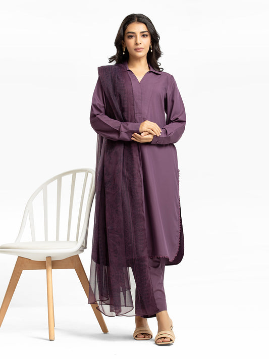 Edenrobe - Pret 2Pc Solid Viscose Shirt Trouser - EWTKS23-69625ST