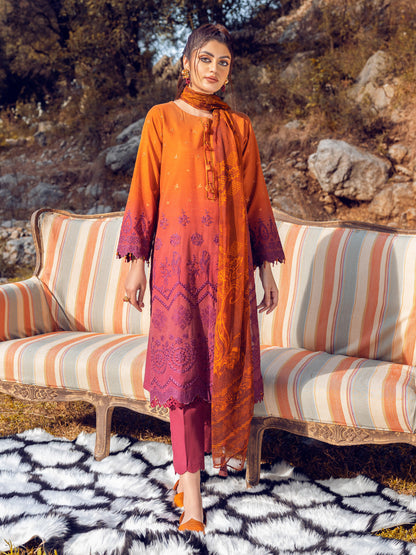 Edenrobe - EWU22V12-25012SD Unstitched Rust & Maroon Embroidered Khaddar 2 Piece