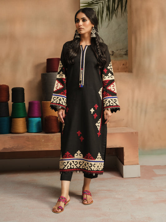 Edenrobe - Pret 2Pc Embroidered Khaddar Shirt Trouser - EWTKE23-69386ST