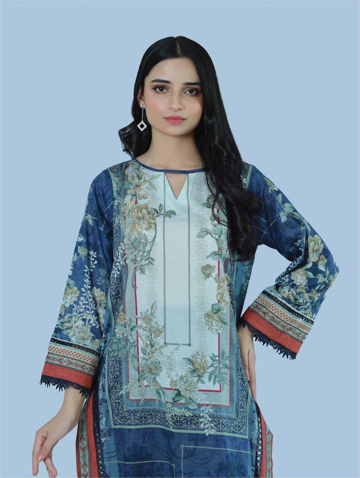 Bareeq Outfits - Vintage Aura 3 Piece Printed Suit