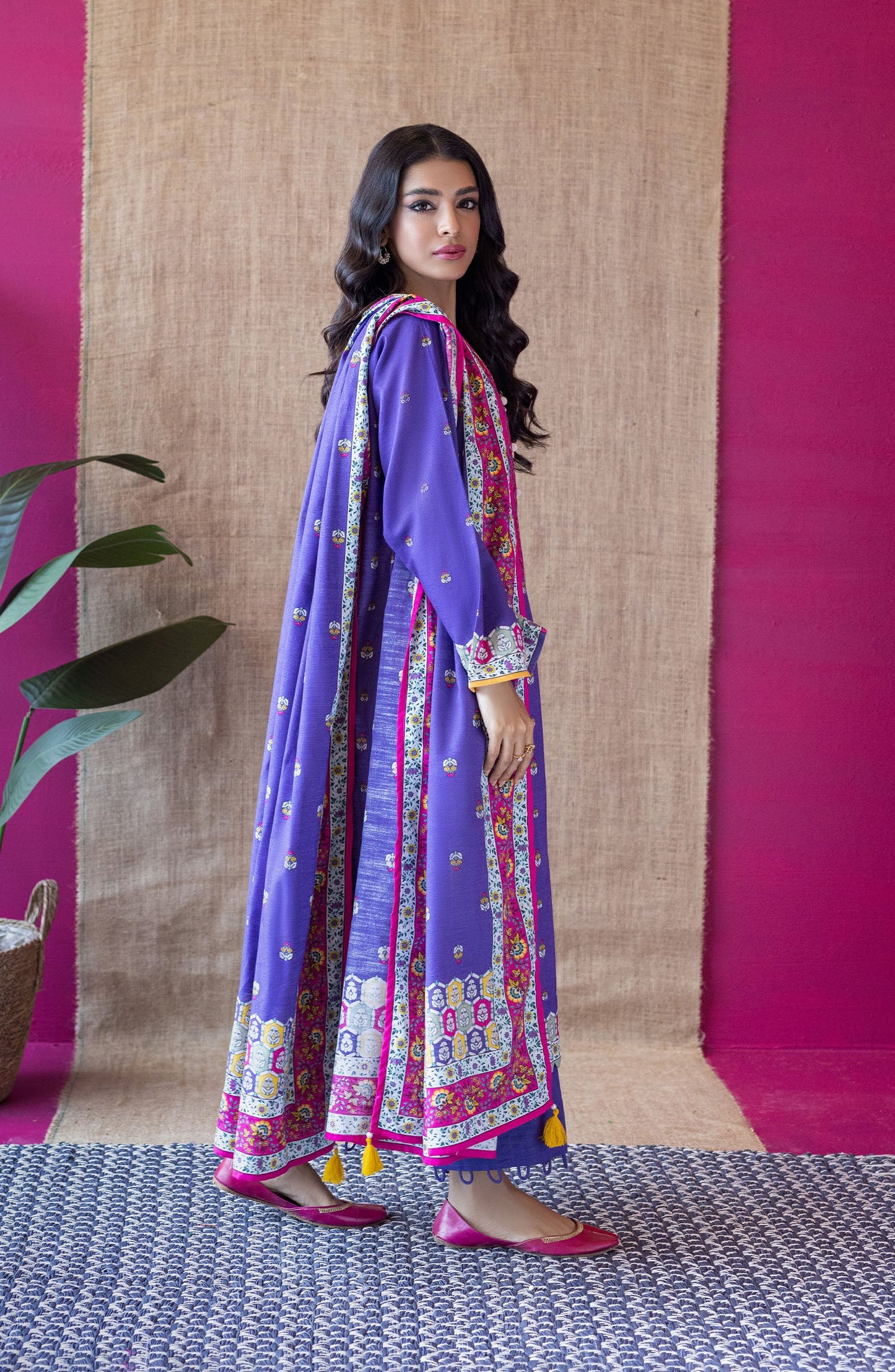 Orient - Unstitched 3 Piece Embroidered Khaddar Shirt , Khaddar Pant and Khaddar Dupatta