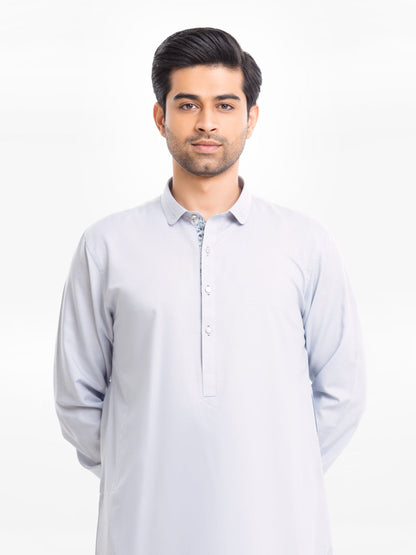 Edenrobe - Men's Ice Blue Kurta Shalwar - EMTKST24-99424