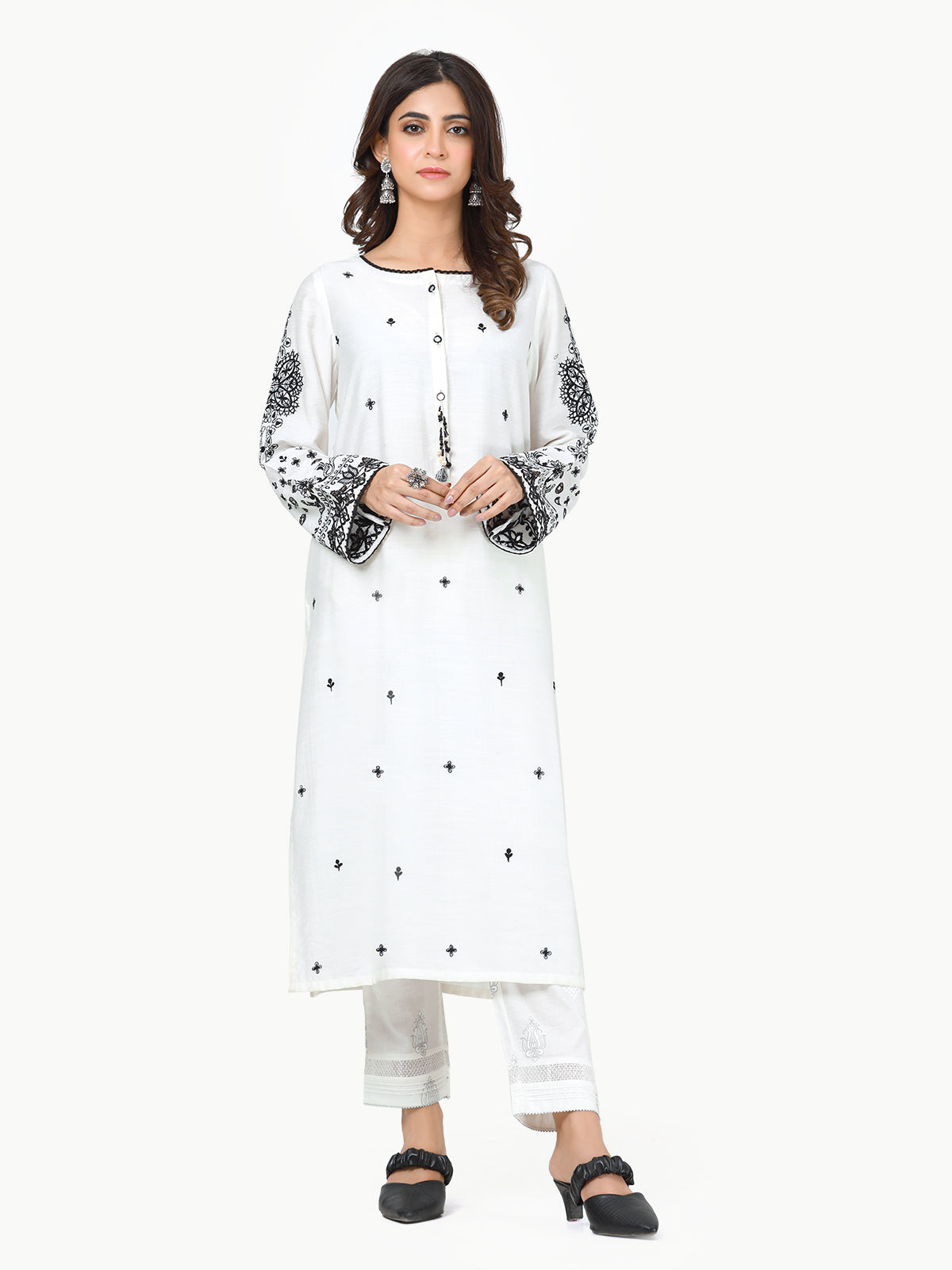 Edenrobe - Pret 1Pc Embroidered Cotton Shirt - EWTKE23-69288S